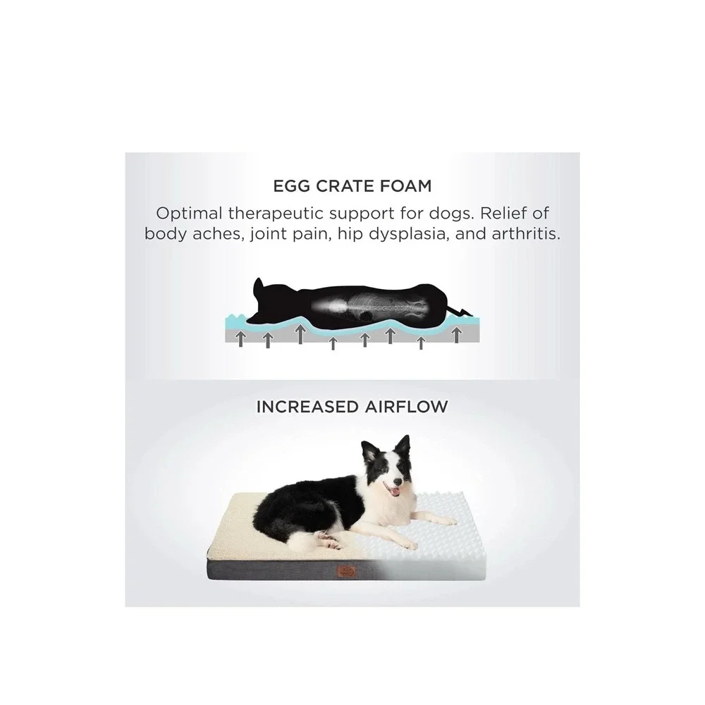 Orthopedic Waterproof Dog Bed for Large Dogs - Removable, Machine Washable Cover